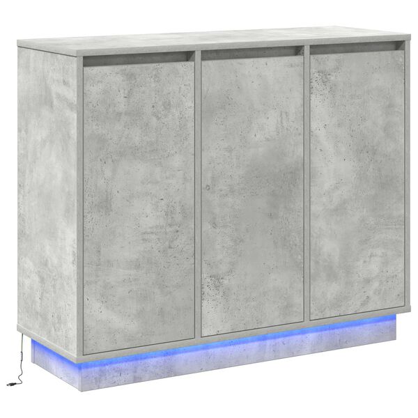 vidaXL LED sideboard Betonggr&aring; 90 x 32 x 75 cm Konstruert tre