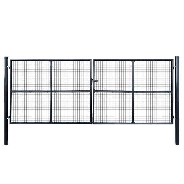 vidaXL Hageport av netting galvanisert stål 400x150 cm grå