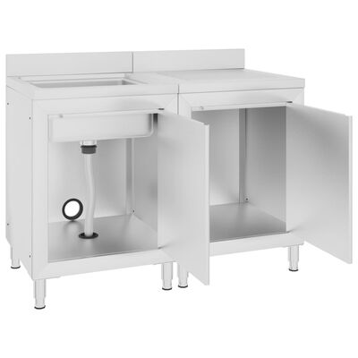 vidaXL Kommersielt skap for kjøkkenvask rustfritt stål 120x60x96 cm
