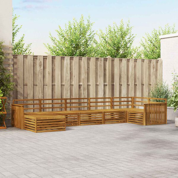 vidaXL Sofasett 7 pcs Naturlig Solid akasietre