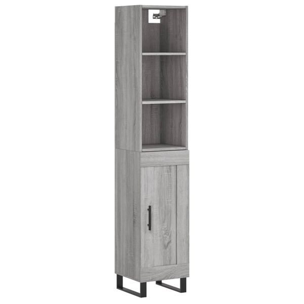 vidaXL Highboard gr&aring; sonoma 34,5x34x180 cm konstruert tre