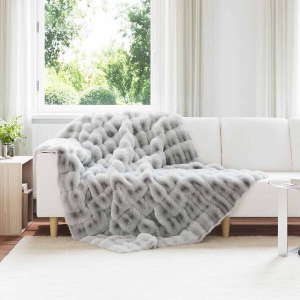vidaXL Faux kaninullteppe 4 pcs Grå 150 x 220 cm Polyester