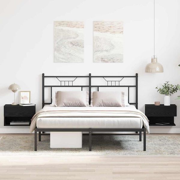 vidaXL Nattbordskap 2 pcs Svart eik 46 x 29.5 x 30 cm Konstruert tre