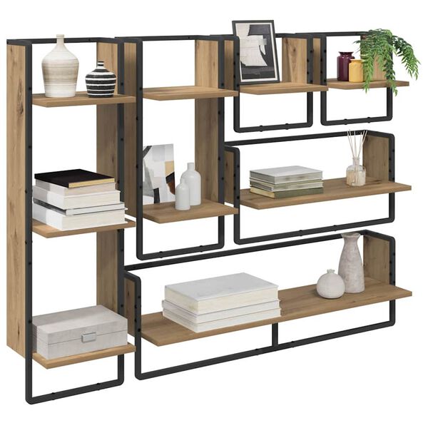 vidaXL Vegghyllesett 6 pcs Artisan Eik 100 x 25 x 30 cm Konstruert tre
