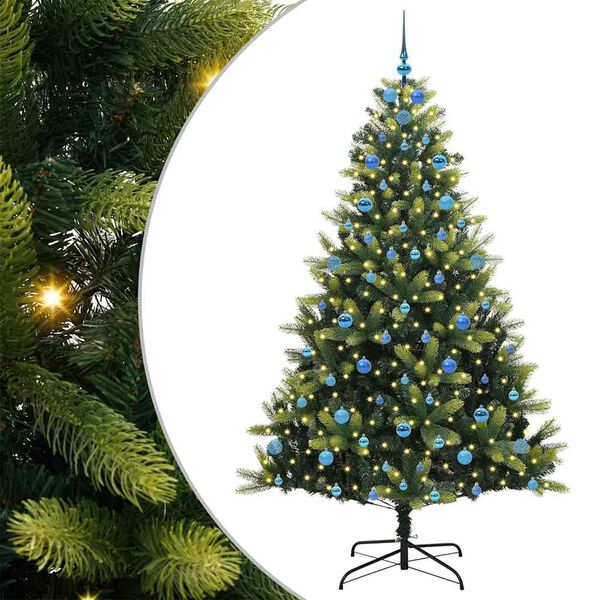 vidaXL Kunstig leddet juletre med 300 LED-lamper gr&oslash;nn 210 cm