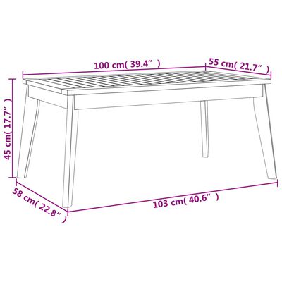 vidaXL Utendørs spisebord 100x55x45 cm heltre akasie