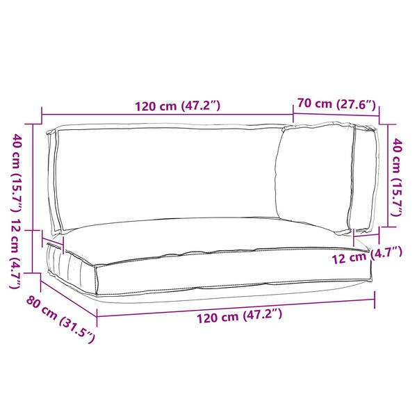vidaXL Pallet Pute Sett 3 pcs Grå Oxford-stoff