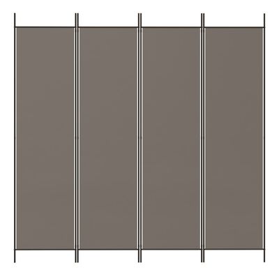 vidaXL Romdeler 4 paneler antrasitt 200x220 cm stoff