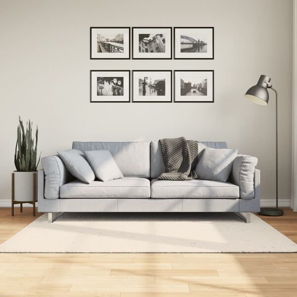 vidaXL Teppe ISTAN med lang luv skinnende utseende kremhvit 140x200 cm