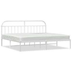 vidaXL Sengeramme i metall med hodegavl hvit 193x203 cm