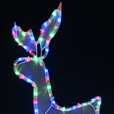 vidaXL Julelysdekorasjon reinsdyr og slede med netting 432 lysdioder