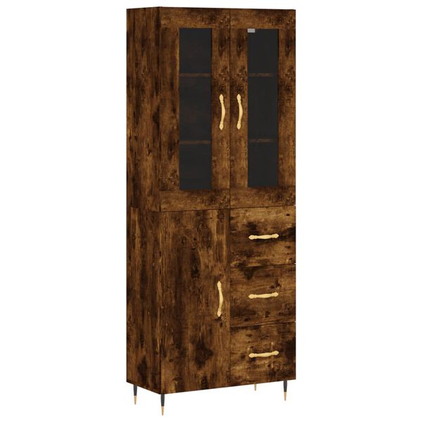 vidaXL Highboard r&oslash;kt eik 69,5x34x180 cm konstruert tre