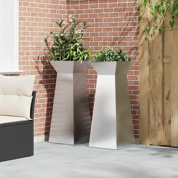 vidaXL Søyleplanter 2 pcs sølv 40 x 40 x 100 cm