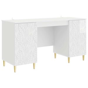 vidaXL Skrivebord H&oslash;gglans hvit 142,5 x 50 x 75 cm Konstruert tre