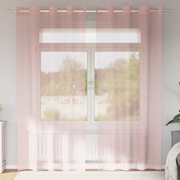 vidaXL Voilegardiner med grommets 2 stk rosa 140x225 cm