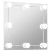 vidaXL Veggspeil med LED-lys firkantet glass