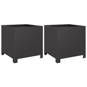 vidaXL Plantekasser 2 stk svart 40x40x40 cm st&aring;l
