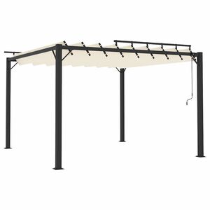 vidaXL Paviljong med lamelltak 3x3 m kremhvit stoff og aluminium