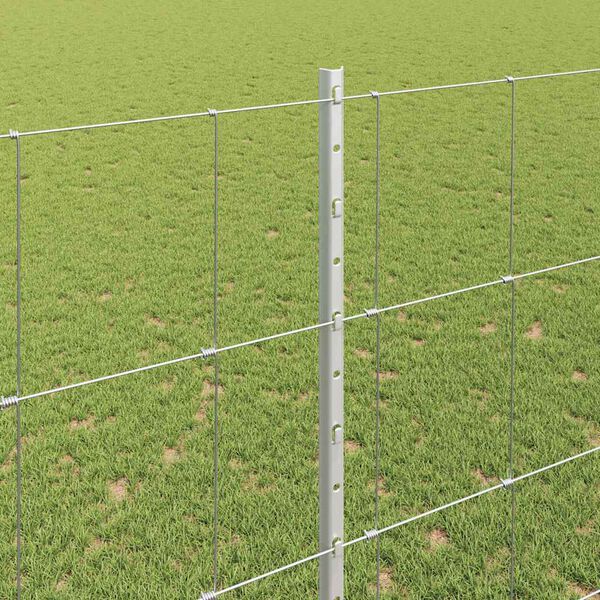 vidaXL Gjerde med stolpe s&oslash;lv 1,5 x 25 m St&aring;l
