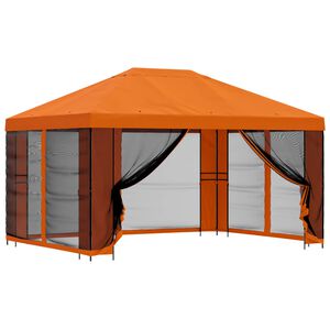 vidaXL Hagepaviljong med sidevegger 4 &times; 3 m Oransje Polyester og st&aring;l