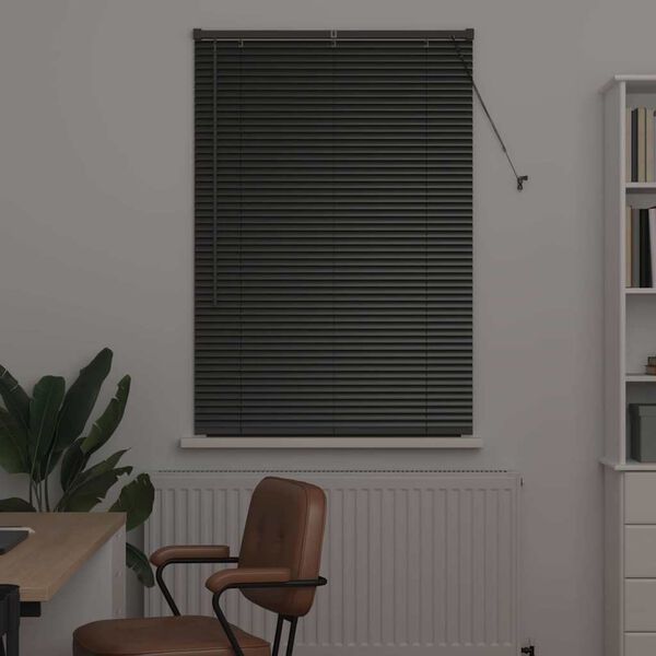 vidaXL Vindu Persienne med gardiner Svart Aluminium