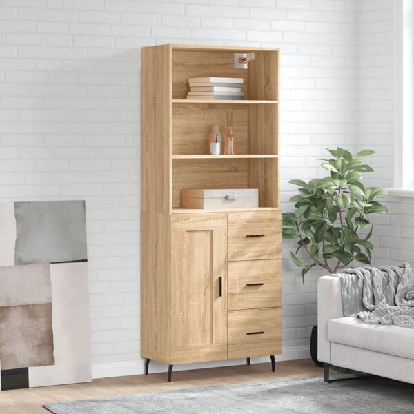 vidaXL Highboard sonoma eik 69,5x34x180 cm konstruert tre