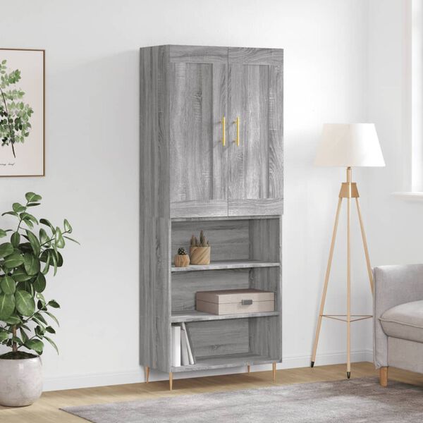 vidaXL Highboard gr&aring; sonoma 69,5x34x180 cm konstruert tre