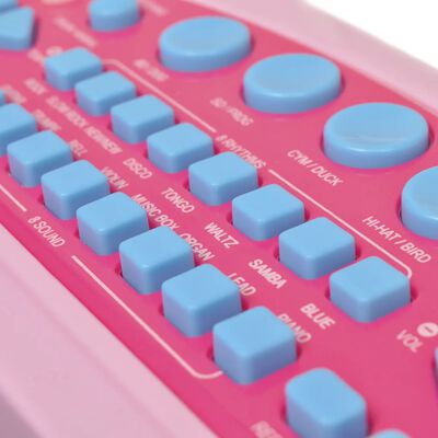 vidaXL Barnekeyboard med krakk/mikrofon 37 tangenter rosa
