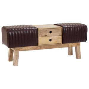 vidaXL benk 110 x 30 x 45 cm Ekte L&aelig;r M&oslash;rk brun