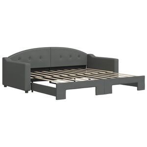 vidaXL Uttrekkbar dagseng m&oslash;rkegr&aring; 90x190 cm stoff