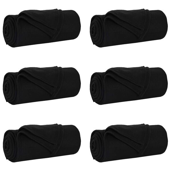 vidaXL Kastepledd 6 pcs Svart 170 x 130 cm Fleece