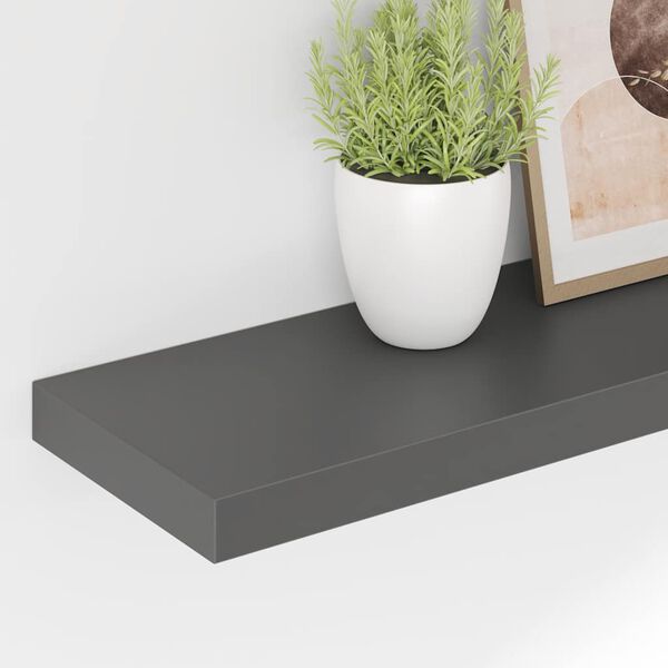 vidaXL Flytende vegghyller 2 stk h&oslash;yglans gr&aring; 80x23,5x3,8 cm MDF