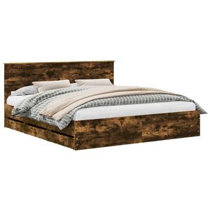 vidaXL Sengestamme med skuff R&oslash;kt eik 180 x 200 cm Ingeni&oslash;rtre