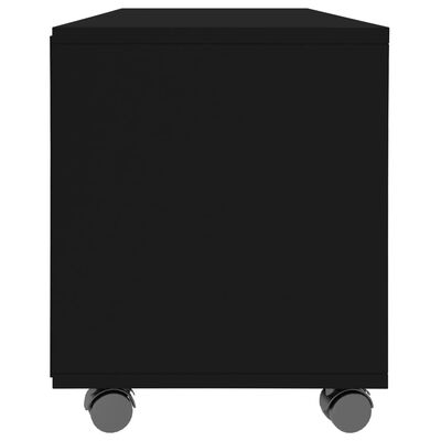 vidaXL TV-benk med hjul svart 90x35x35 cm sponplate