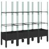 vidaXL Plantekasse med espalier svart 160x40x142,5 cm PP