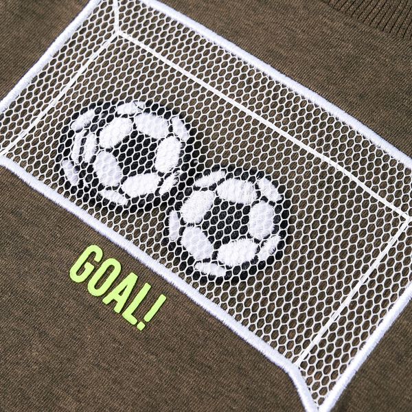 T-skjorte for barn med lange ermer kaki melert 116