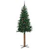 vidaXL Slim juletre med 300 LED grønn 210 cm PVC og Massivt Furu tre
