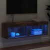 vidaXL TV-benker med LED-lys 2 stk r&oslash;kt eik 100x30x30 cm