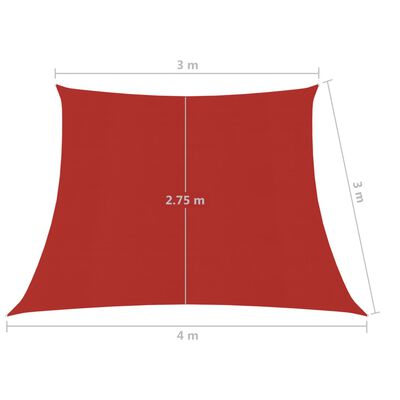 vidaXL Solseil 160 g/m² rød 3/4x3 m HDPE