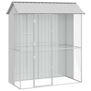vidaXL Fuglebur med lagring Gr&aring; 215 x 110 x 247 cm Galvanisert St&aring;l