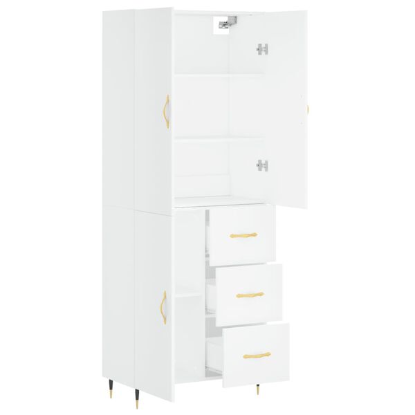 vidaXL Highboard hvit 69,5x34x180 cm konstruert tre