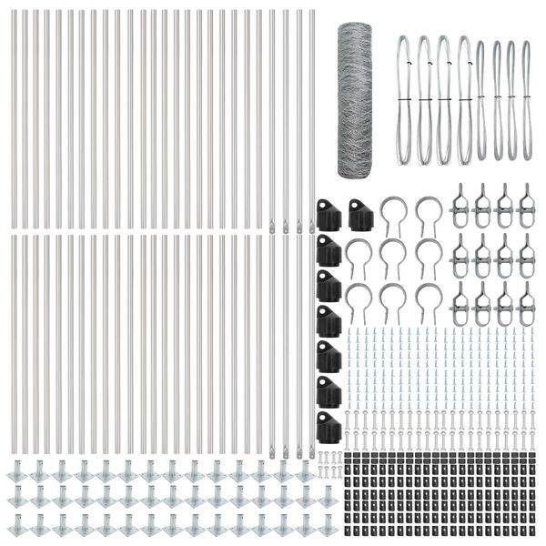 vidaXL Gjerdep&aring;le s&oslash;lv 100 x 1 m (36 mm netting) St&aring;l