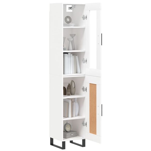 vidaXL Highboard hvit 34,5x34x180 cm konstruert tre