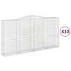 vidaXL Gabionkurver buede 10 stk 400x50x200/220 cm galvanisert jern