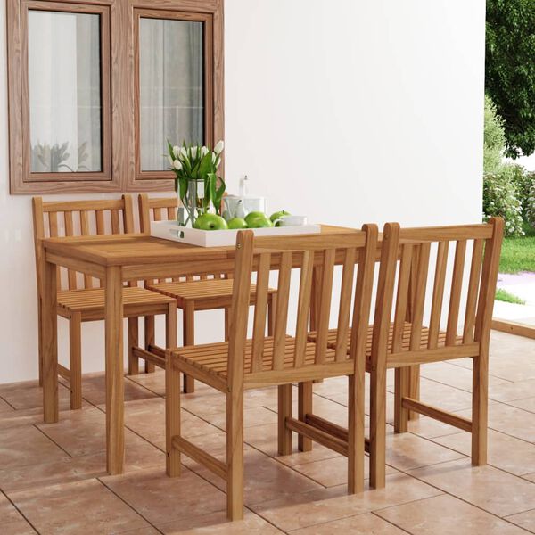 vidaXL 5-delers hagespisesett 140x80 cm heltre teak