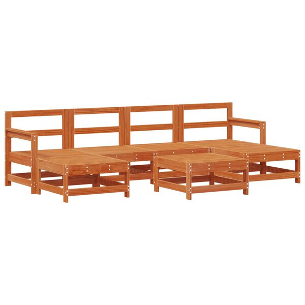 vidaXL Hage lounge sett 7 pcs VoksBrun Massiv furu