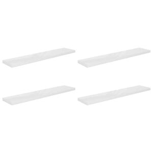 vidaXL Flytende vegghyller 4 stk h&oslash;yglans hvit 120x23,5x3,8 cm MDF