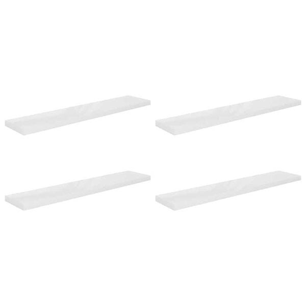 vidaXL Flytende vegghyller 4 stk h&oslash;yglans hvit 120x23,5x3,8 cm MDF