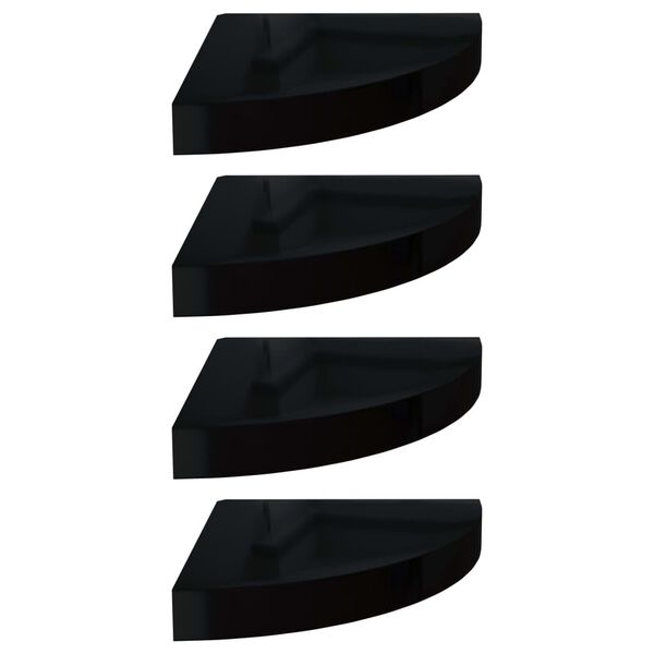 vidaXL Flytende vegghyller 4 stk høyglans svart 25x25x3,8 cm MDF