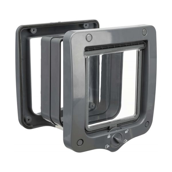 TRIXIE Kattedør 4-veis med 2 tunneler grå